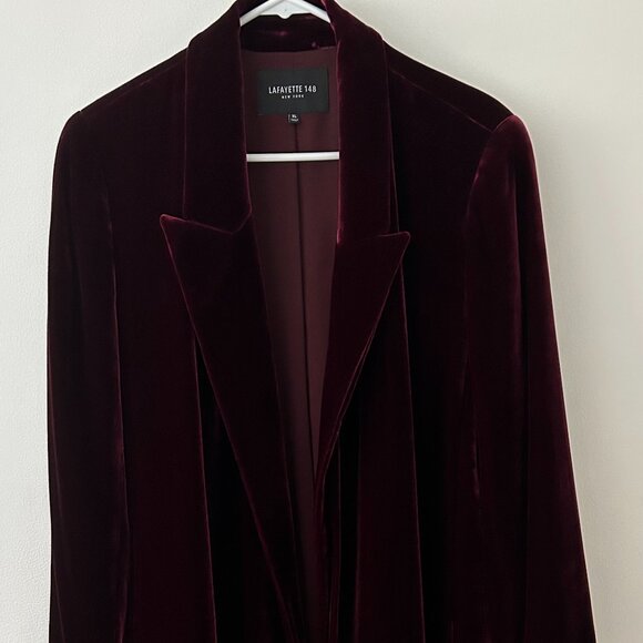 LaFayette 148 Burgundy Velvet Blazer Size XL - Picture 1 of 3